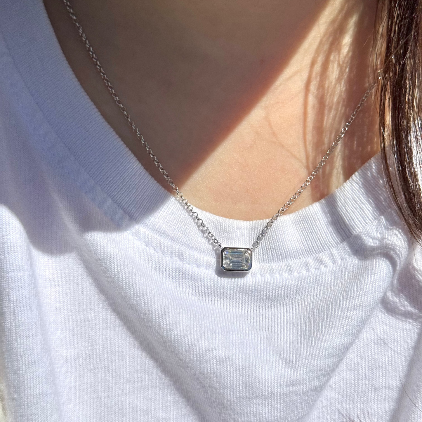 Valoré Moissanite Emerald Pendant Necklace