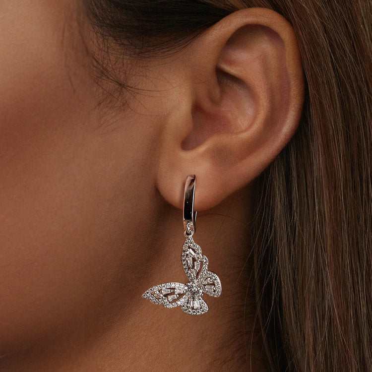 Valoré Butterfly Charm Hoop Earrings