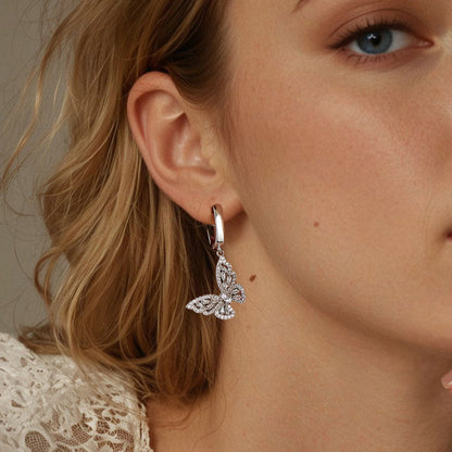 Valoré Butterfly Charm Hoop Earrings