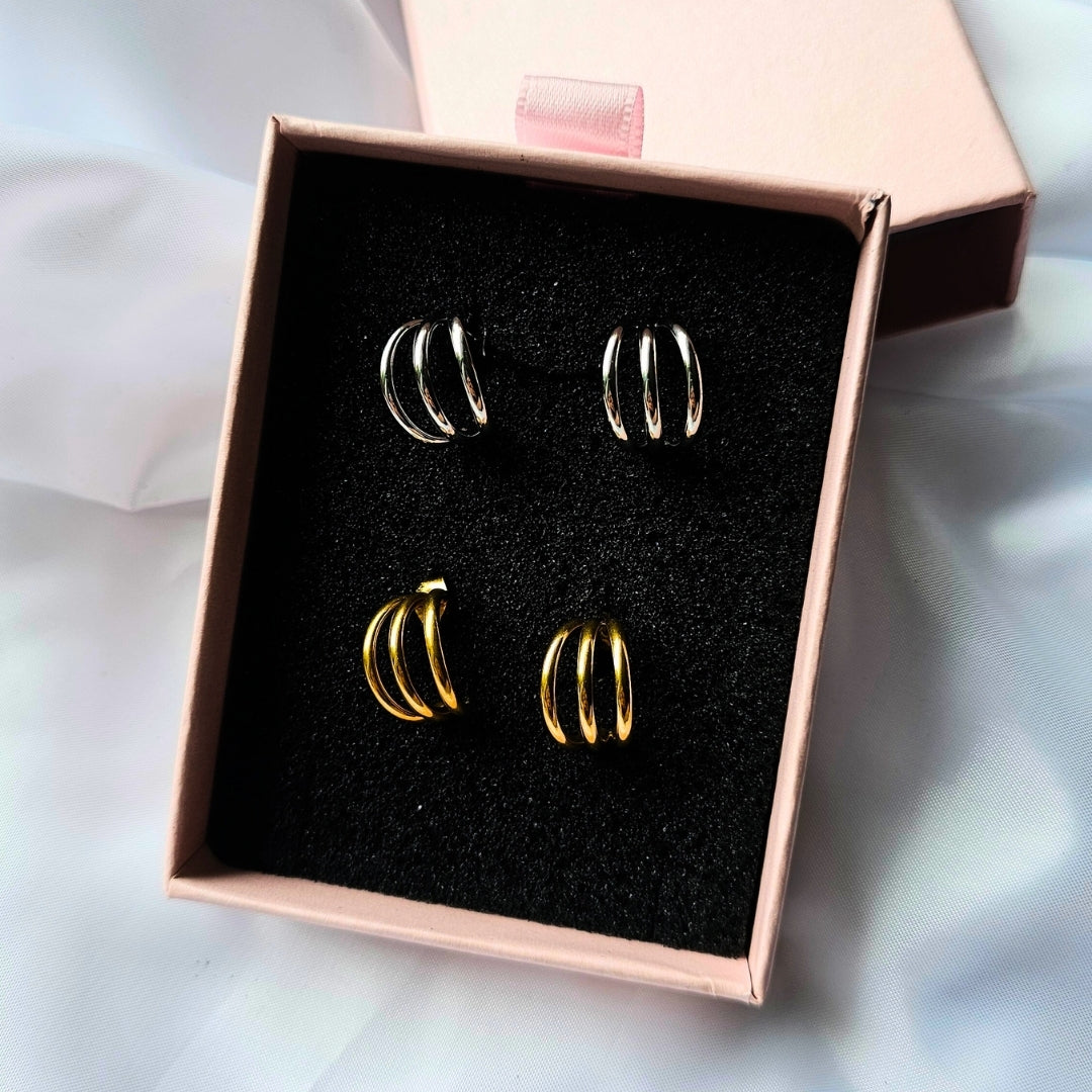 Valoré Triple Row Hoop Earrings