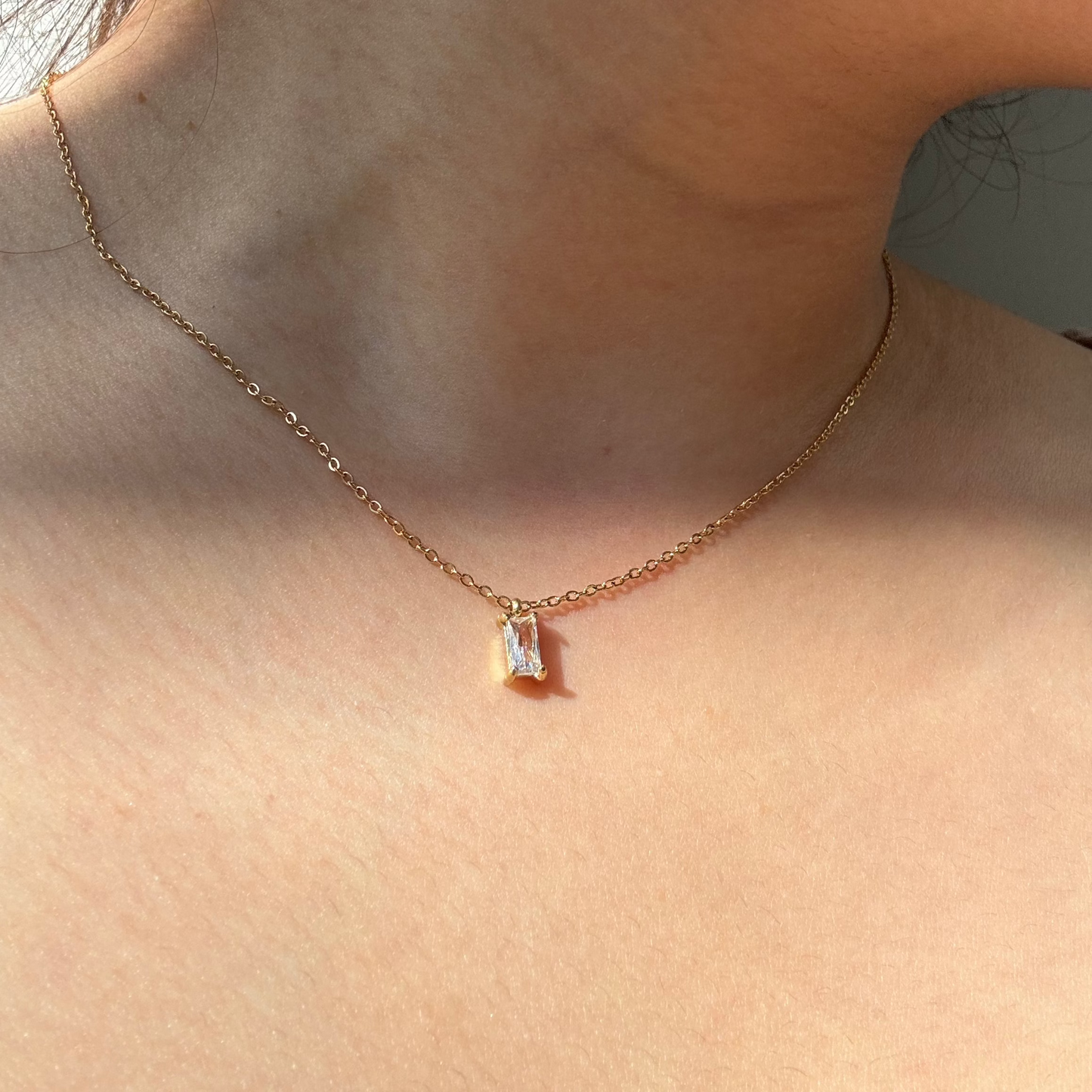 Valoré Rectangular Zircon Pendant Necklace