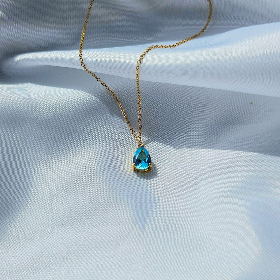 Valoré Birthstone Teardrop Zircon Pendant Necklace