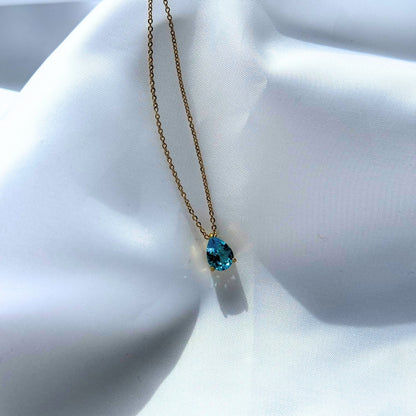 Valoré Birthstone Teardrop Zircon Pendant Necklace