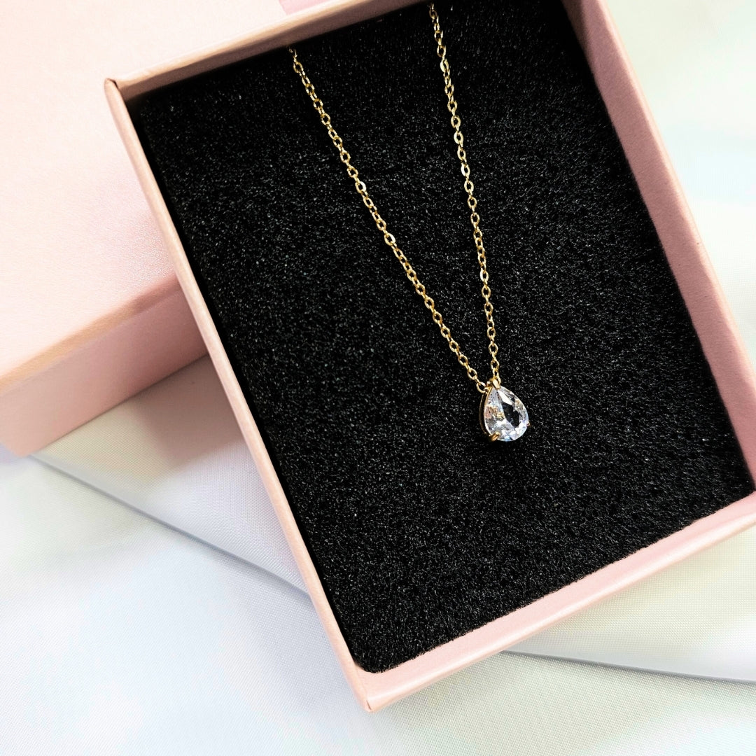 Valoré Birthstone Teardrop Zircon Pendant Necklace