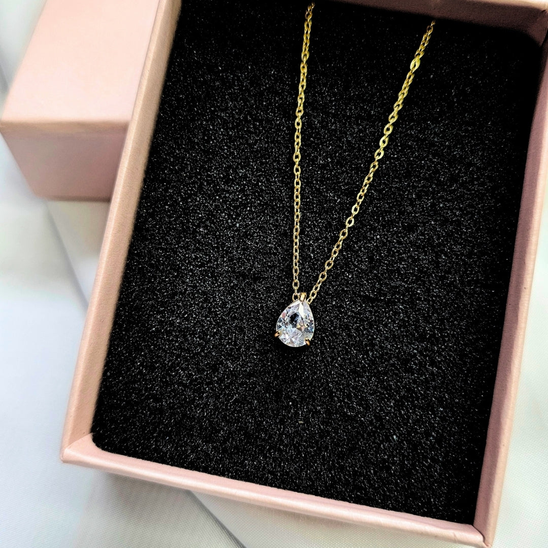 Valoré Birthstone Teardrop Zircon Pendant Necklace