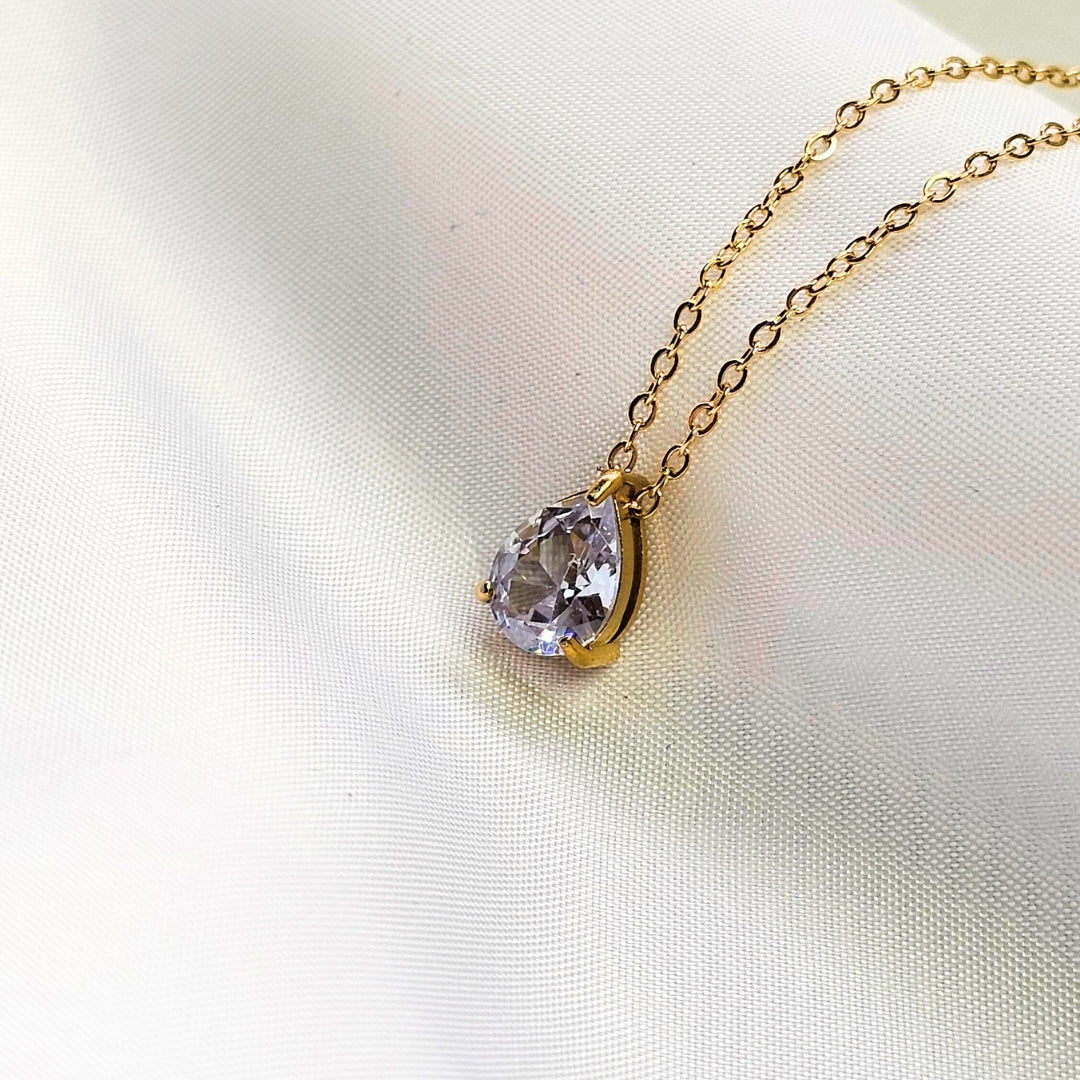 Valoré Birthstone Teardrop Zircon Pendant Necklace