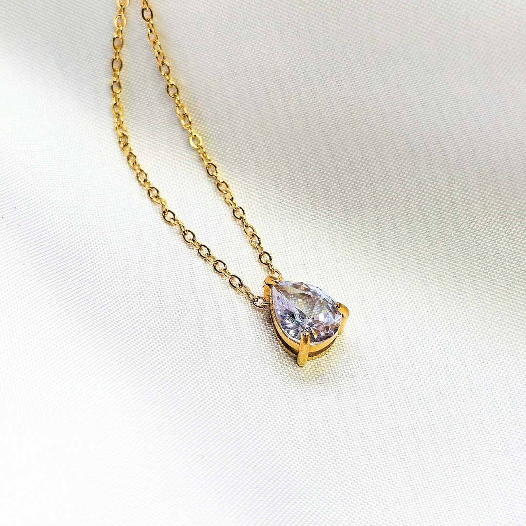 Valoré Birthstone Teardrop Zircon Pendant Necklace