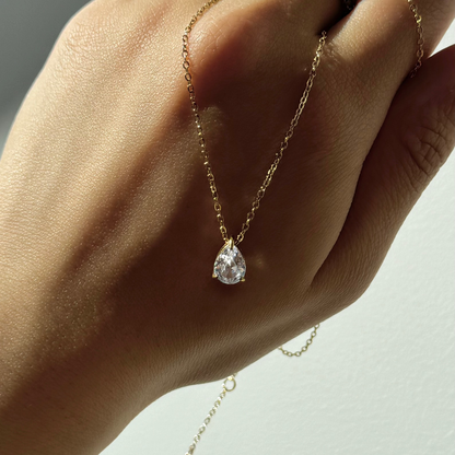 Valoré Birthstone Teardrop Zircon Pendant Necklace