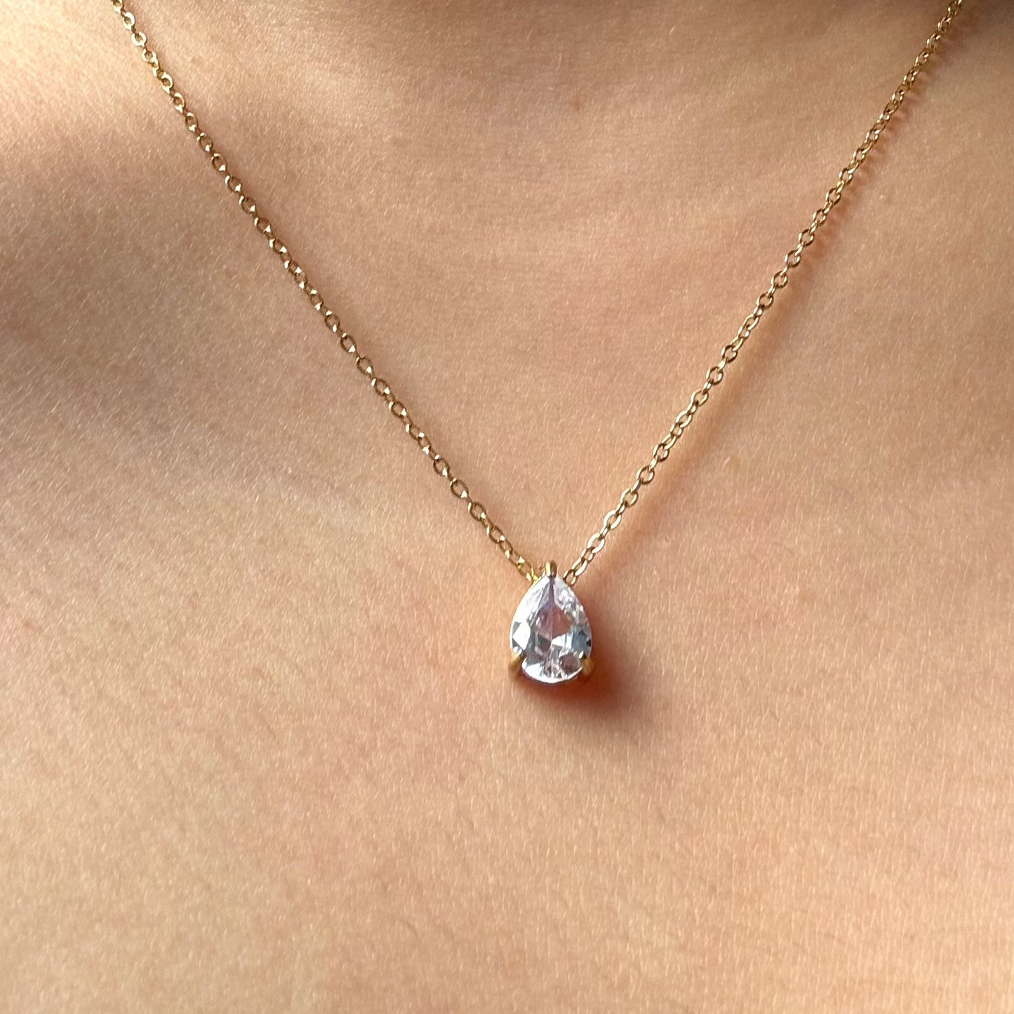 Valoré Birthstone Teardrop Zircon Pendant Necklace