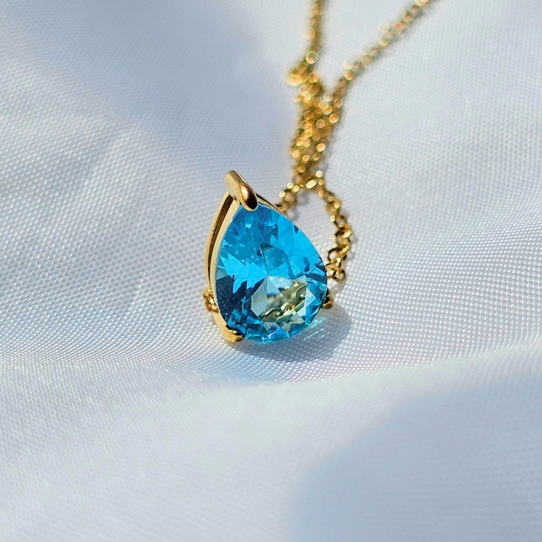 Valoré Birthstone Teardrop Zircon Pendant Necklace