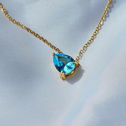 Valoré Birthstone Teardrop Zircon Pendant Necklace