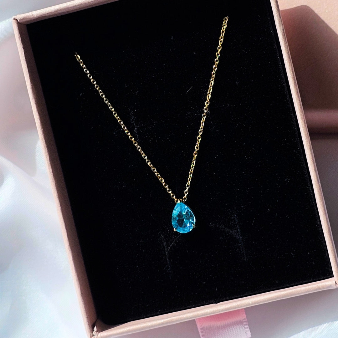 Valoré Birthstone Teardrop Zircon Pendant Necklace