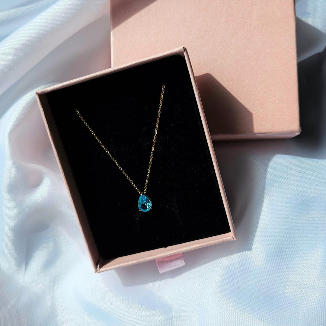 Valoré Birthstone Teardrop Zircon Pendant Necklace