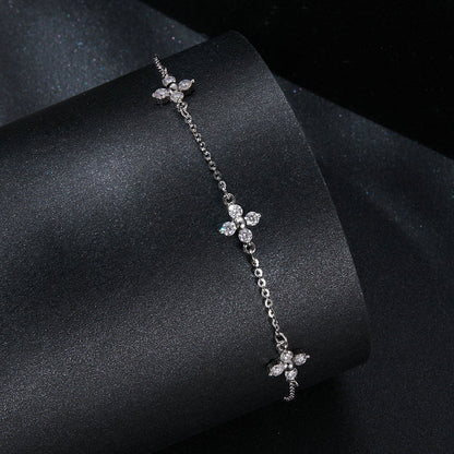 Valoré Moissanite Tri-Flower Charm Bracelet