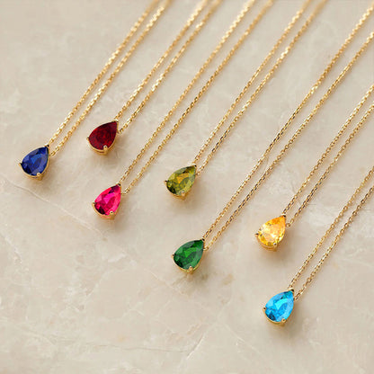 Valoré Birthstone Teardrop Zircon Pendant Necklace